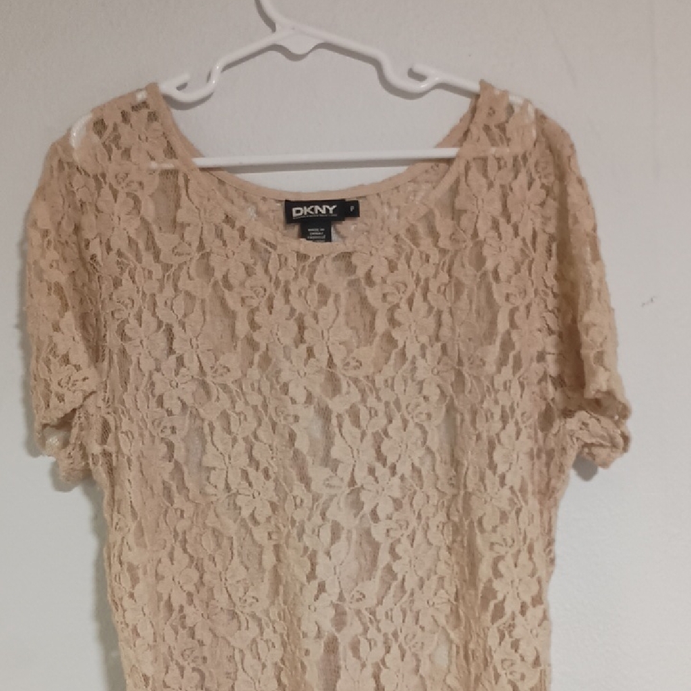 DKNY Women's Floral Lace Blouse - Beige